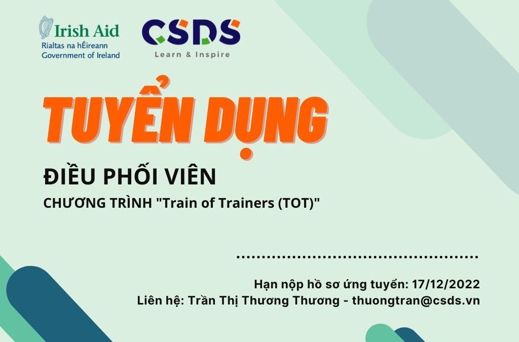 Tuyển Điều phối viên –  Chương trình “Train of Trainers (TOT)”